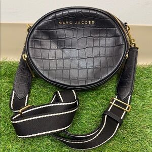 Marc Jacobs Black Croc-Embossed Crossbody Bag Cow Leather